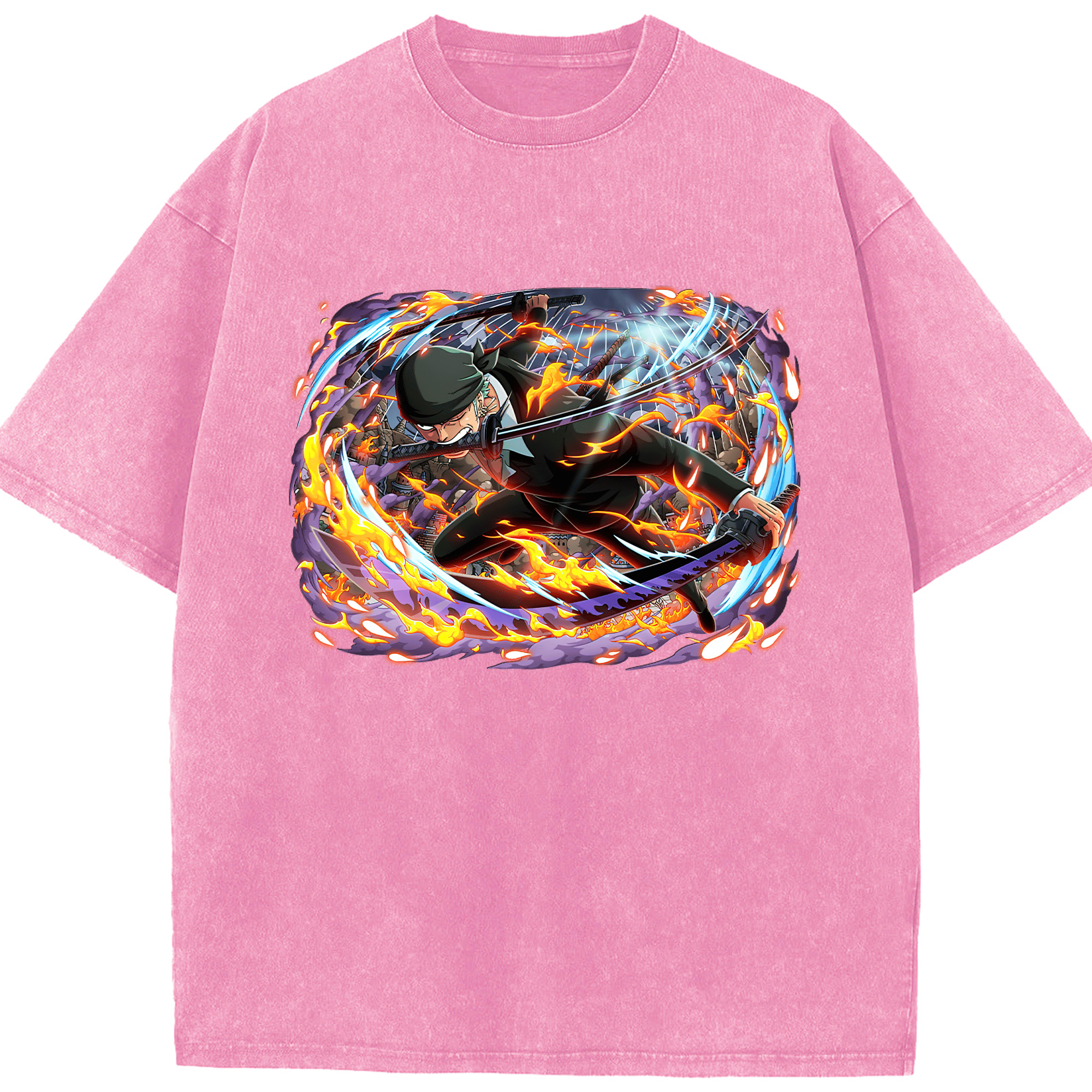 ワンピース ロロノア・ゾロ ONE PIECE Roronoa Zoro 綿100% ヴィンテージ風 半袖Tシャツ（フロントプリント）